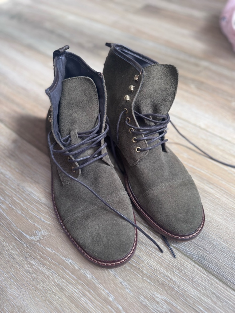 Men's US 8 EU 41 Olive Suede Lace-Up Boots new Portugal made women’s size US 10